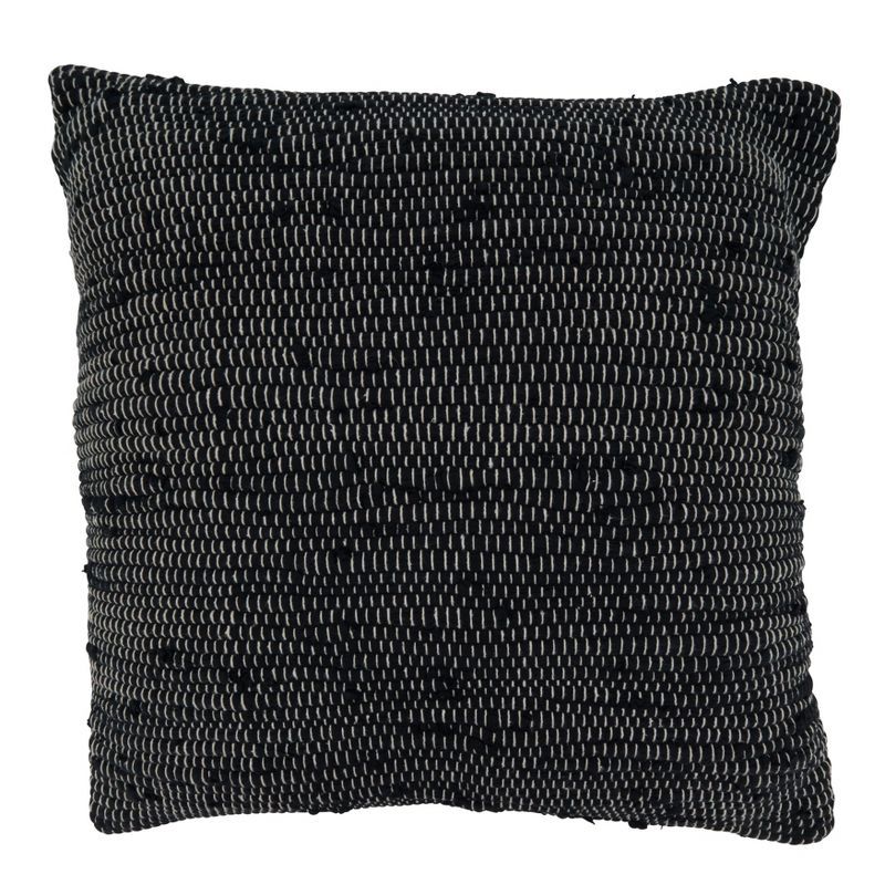 Black Chindi Square Throw Pillow with Poly Filling