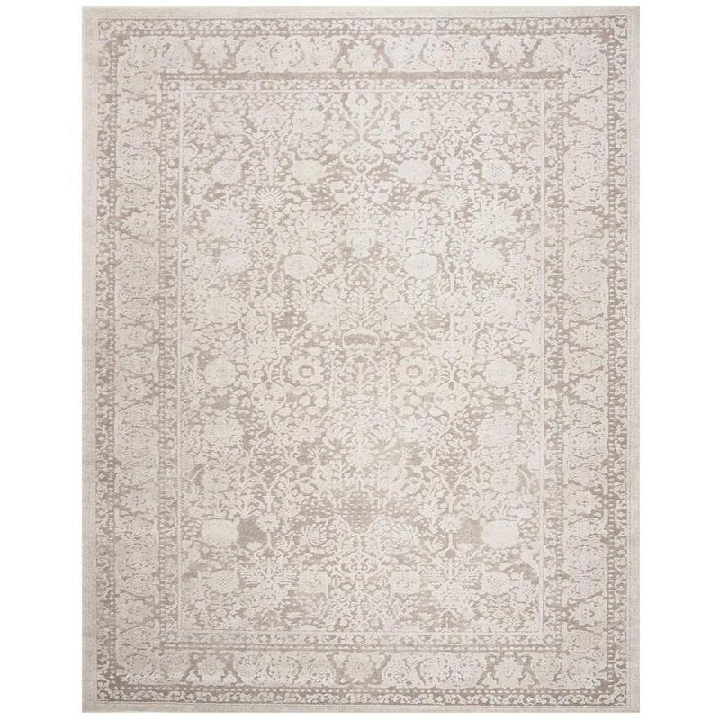 Beige and Cream Floral Synthetic Area Rug 8' x 10'