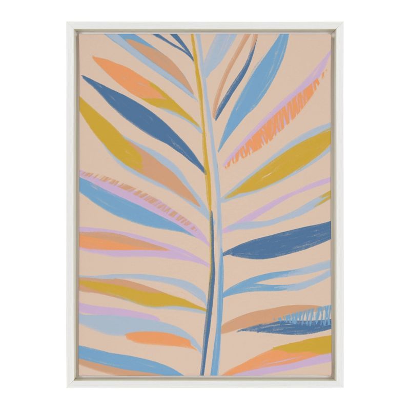 Rainbow Palms Multicolor Canvas Print with White Frame