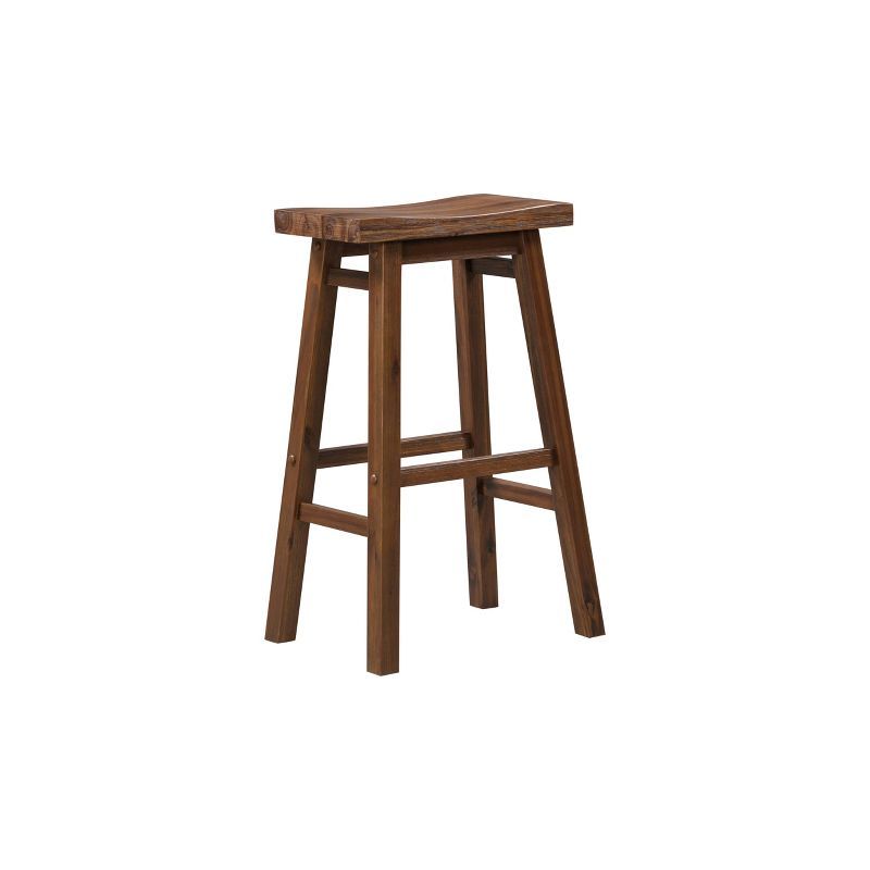 Chestnut Wire-Brush Saddle Style Solid Wood Barstool, 30"