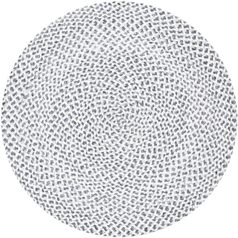 CozyCraft 6' Round Braided Gray Synthetic Reversible Area Rug