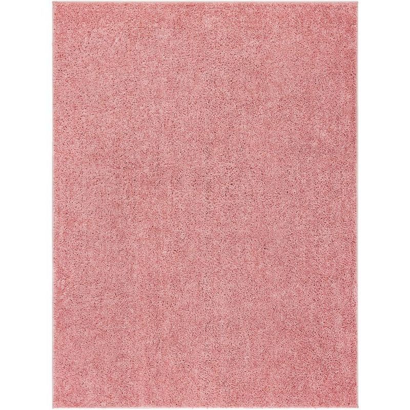 Coral Pink Tufted Washable Synthetic Area Rug 5'3" x 7'