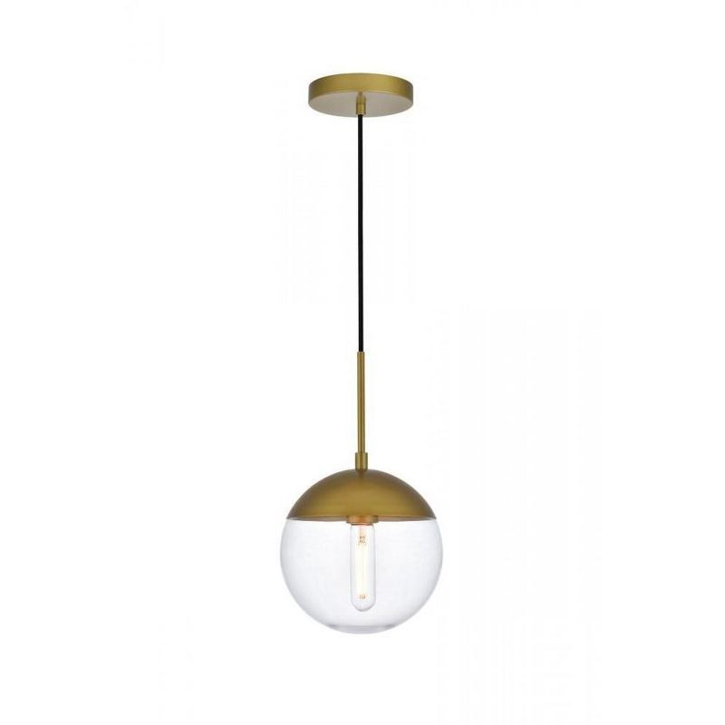Brass and Clear Glass Globe Pendant Light with Adjustable Cord