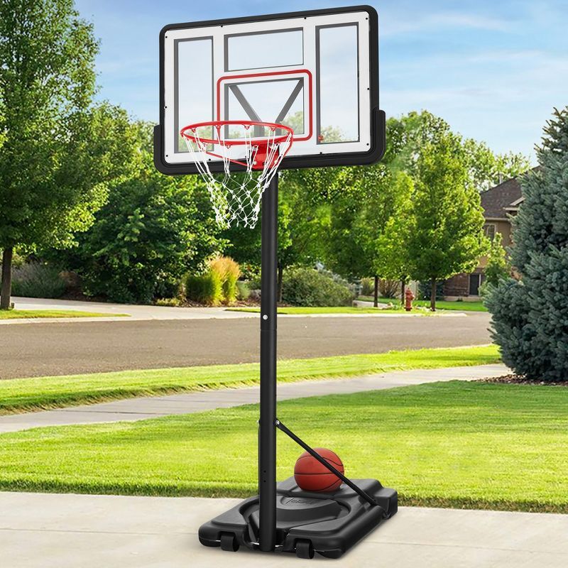 Adjustable Clear Polycarbonate Portable Basketball Hoop with Wheels