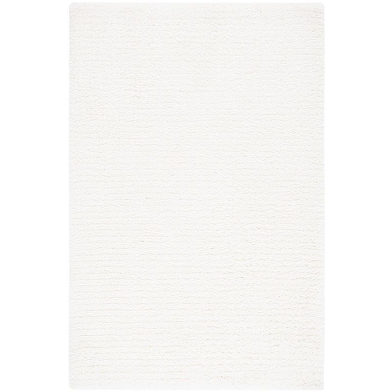 Ivory Hand-Tufted Reversible Shag Rug, 5x8 ft