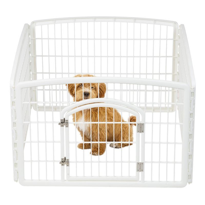 White 24'' Plastic Pet Playpen with Door for Indoor/Outdoor Use