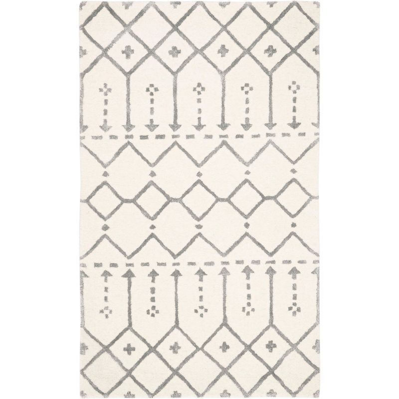 Ivory and Gray Tufted Wool Area Rug