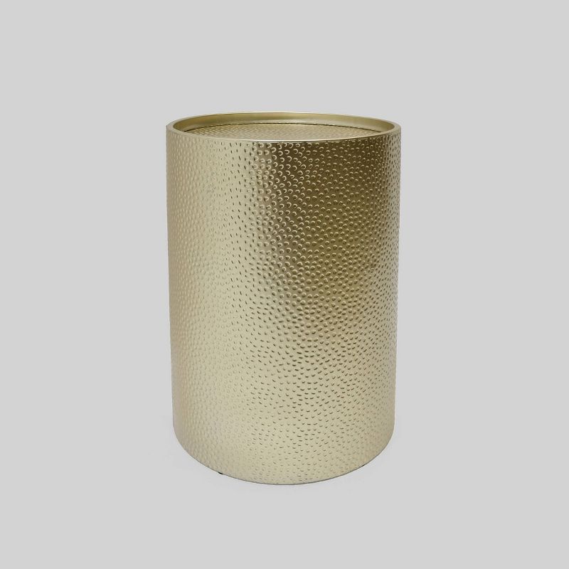 Gold Hammered Iron Round Accent Table