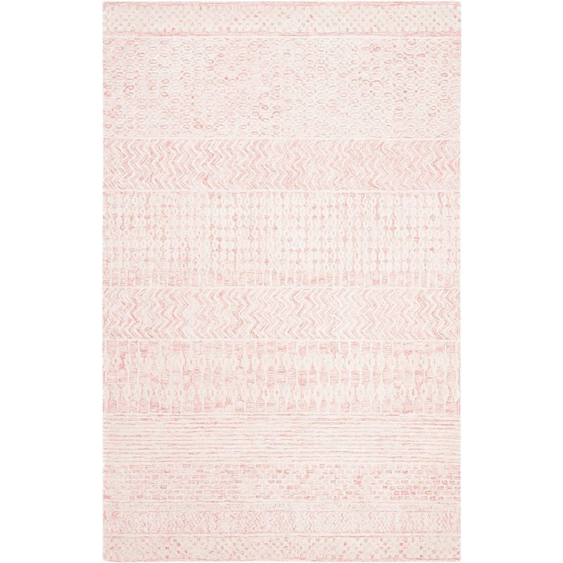 Light Pink Ivory Hand-Tufted Wool Viscose 4' x 6' Rug