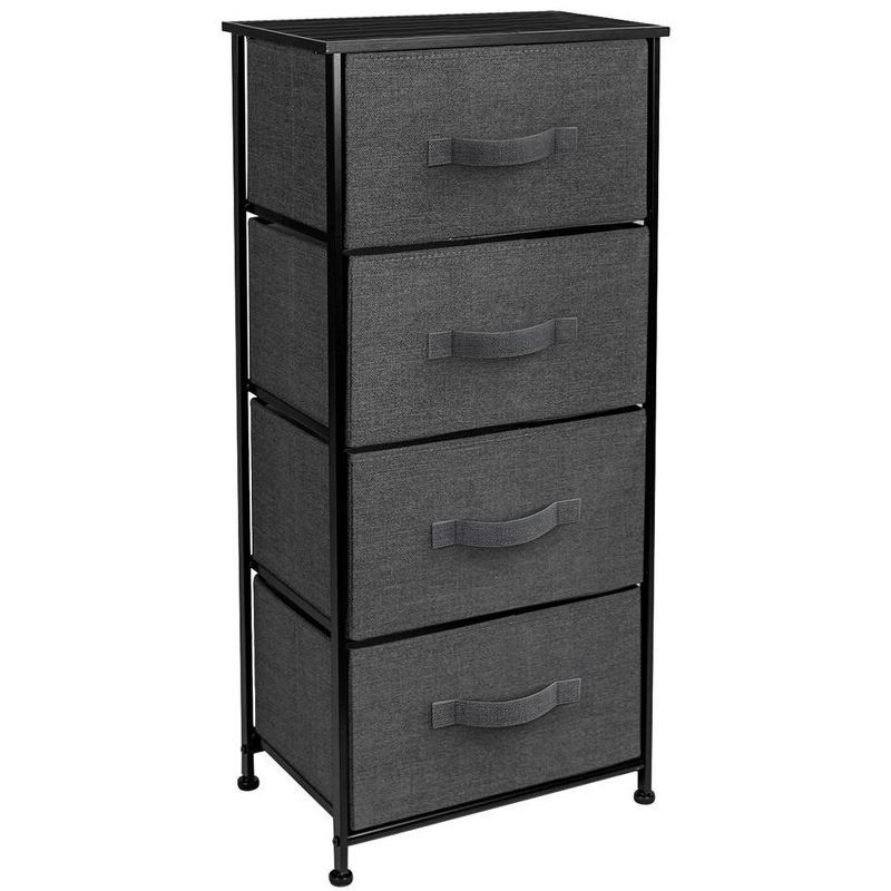 Black and Charcoal Tall 4-Drawer Storage Dresser