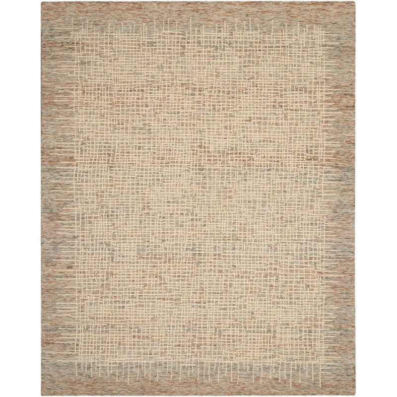 Handmade Beige and Multicolor Wool Rectangular Area Rug 8'3" x 11'6"
