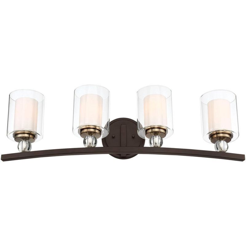 Bronze and Clear Glass 4-Light Dimmable Bathroom Vanity Fixture