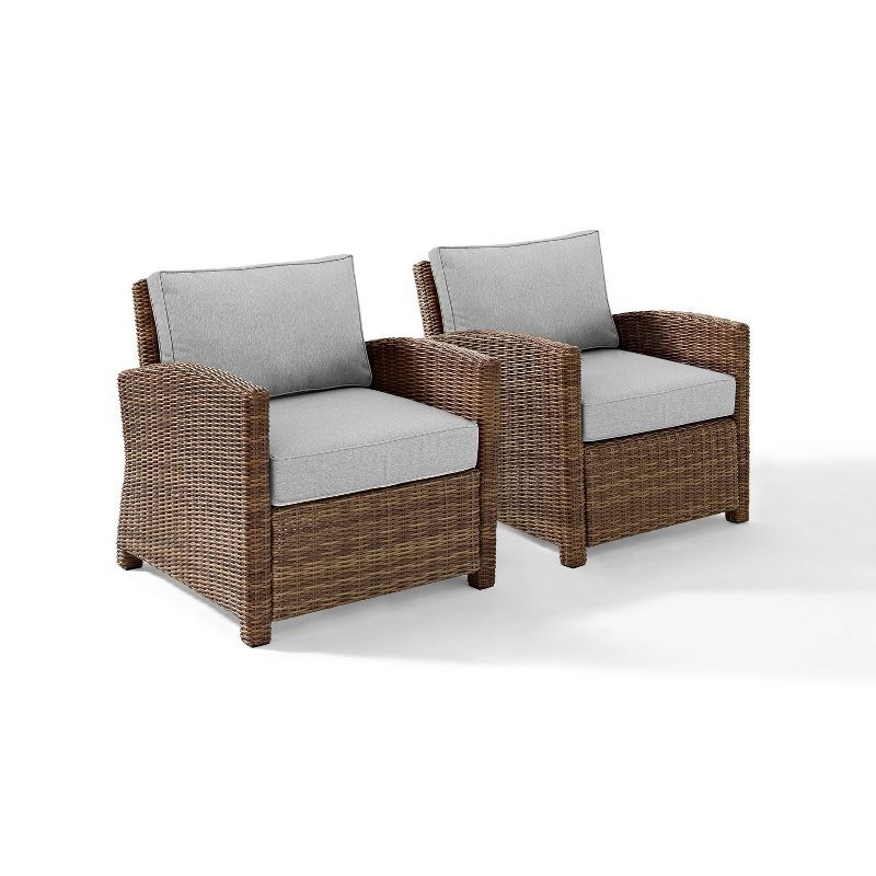 Bradenton Brown Wicker Outdoor Armchair Set with Gray Cushions