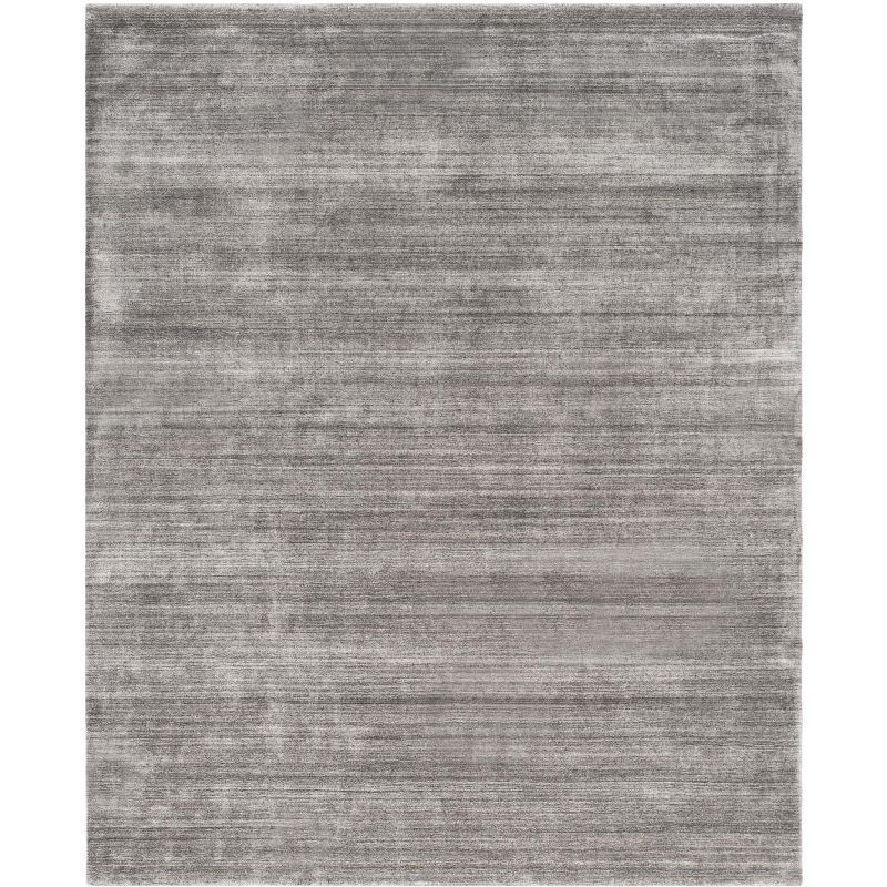Gray Hand-Knotted Wool and Viscose 9' x 12' Area Rug