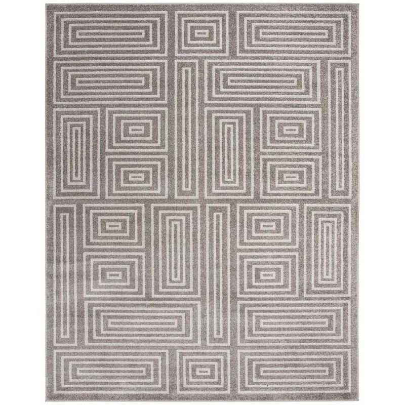 Gray Rectangular Hand-Knotted Stain-Resistant Area Rug 8' x 10'