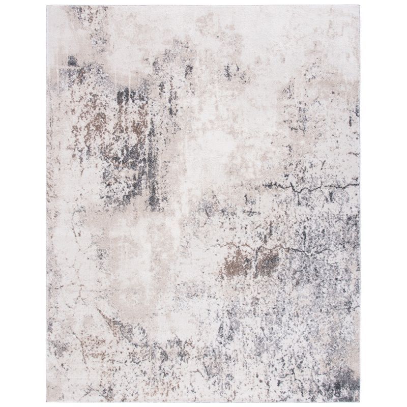 Ivory and Grey Abstract 8' x 10' Synthetic Area Rug