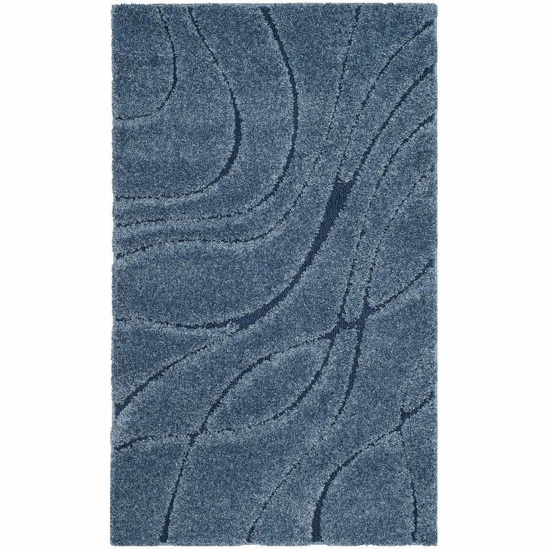 Light Blue and Blue 4' x 6' Synthetic Shag Rug