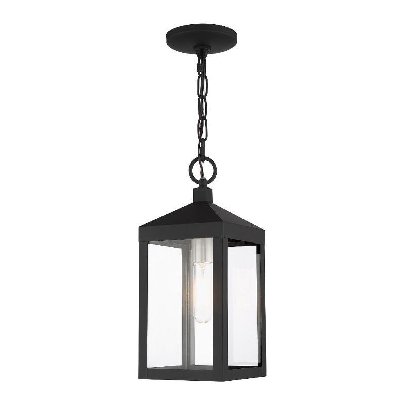 Black and Brushed Nickel Glass Pendant Light