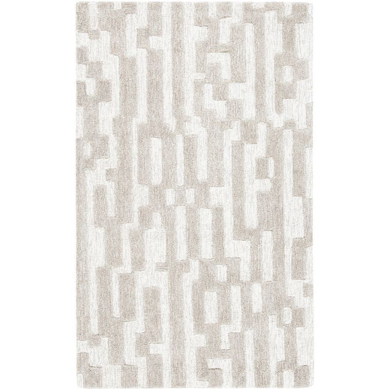 Cambridge Beige and Gray Hand-Tufted Wool Area Rug 3' x 5'