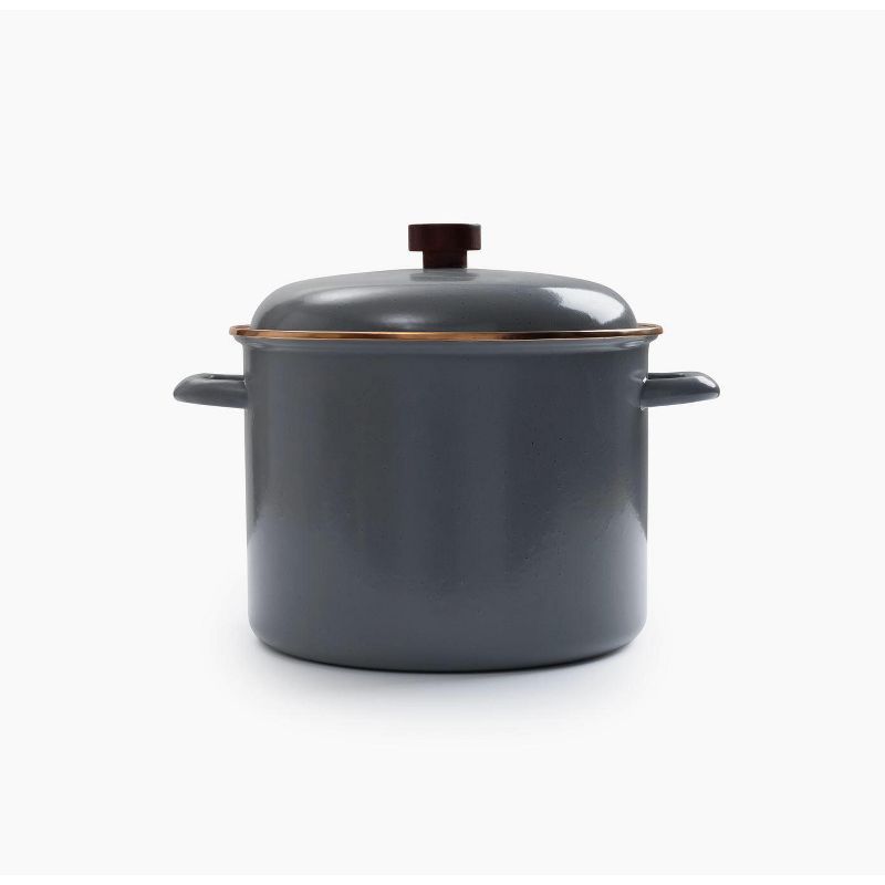 Slate Gray Enamel Stock Pot with Bronze Trim