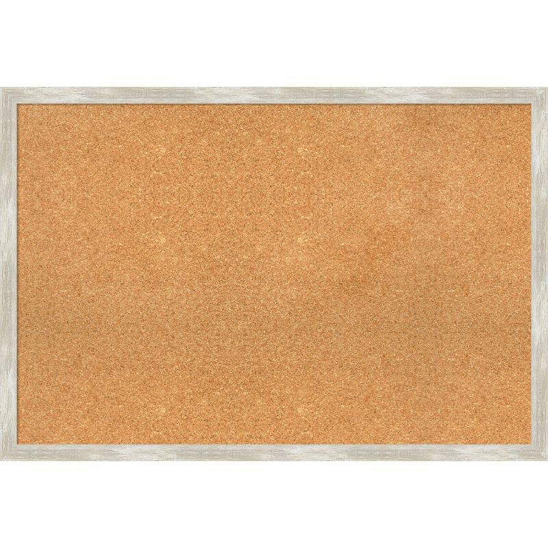 Natural Corkboard with Crackled Metallic Silver Frame