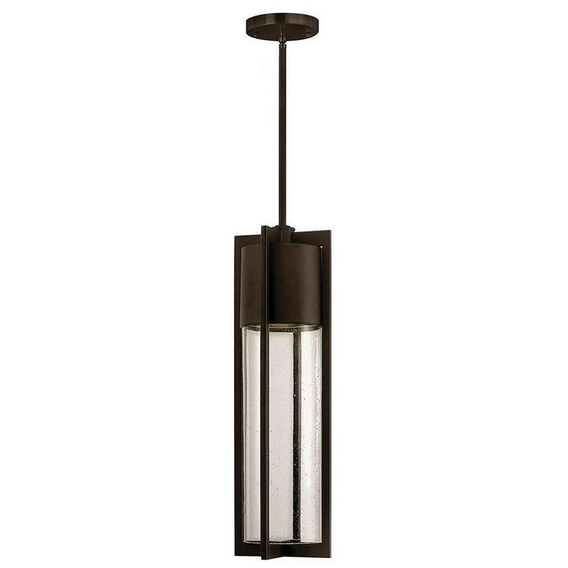 Buckeye Bronze Modern Outdoor Hanging Light with Clear Seedy Glass