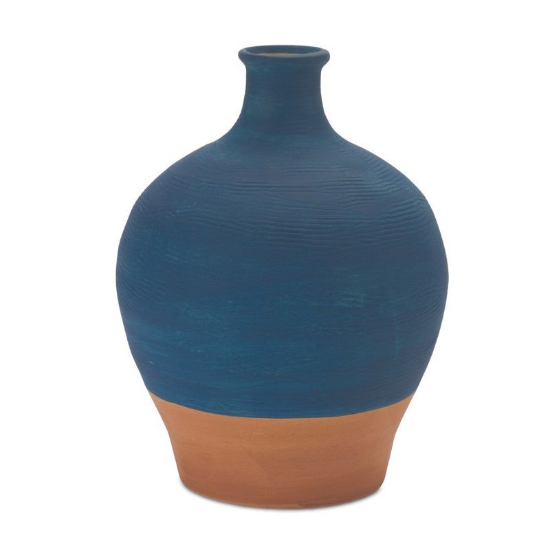 Melrose Blue and Terracotta Ceramic Decorative Vase 8.5"H