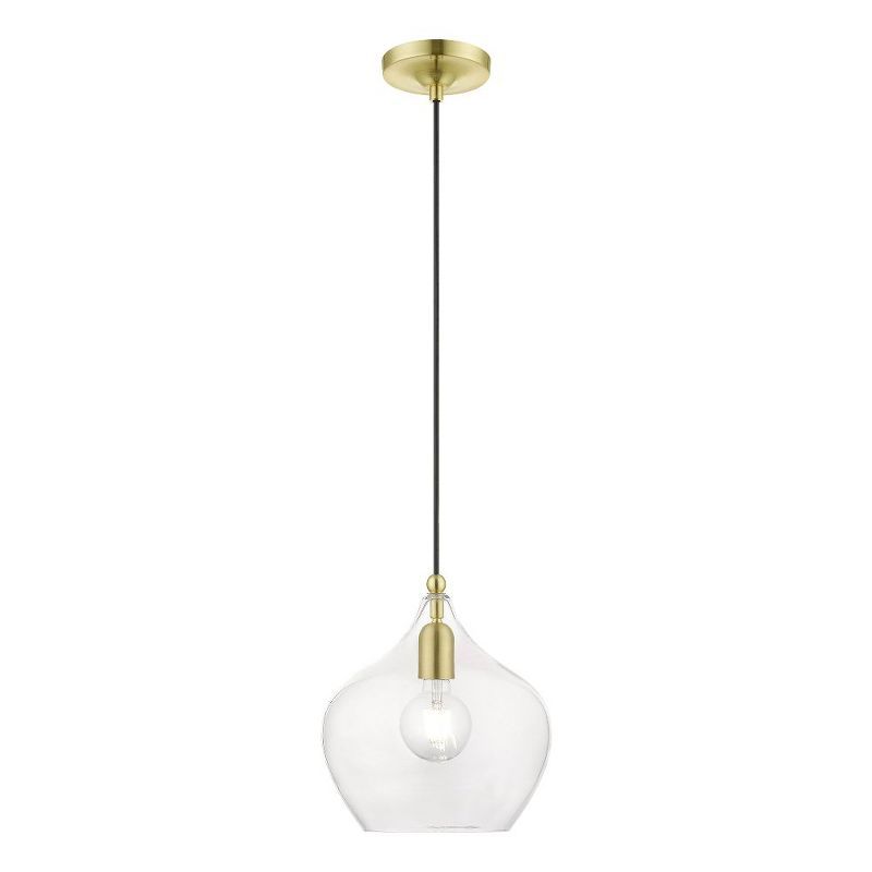 Aldrich 10" Clear Glass Brass Pendant Light