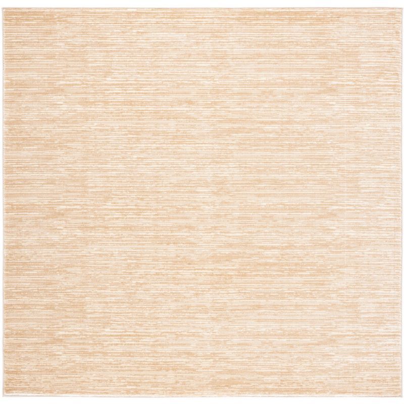 Beige Hand-Knotted Synthetic Square Rug, 6'-7" x 6'-7"