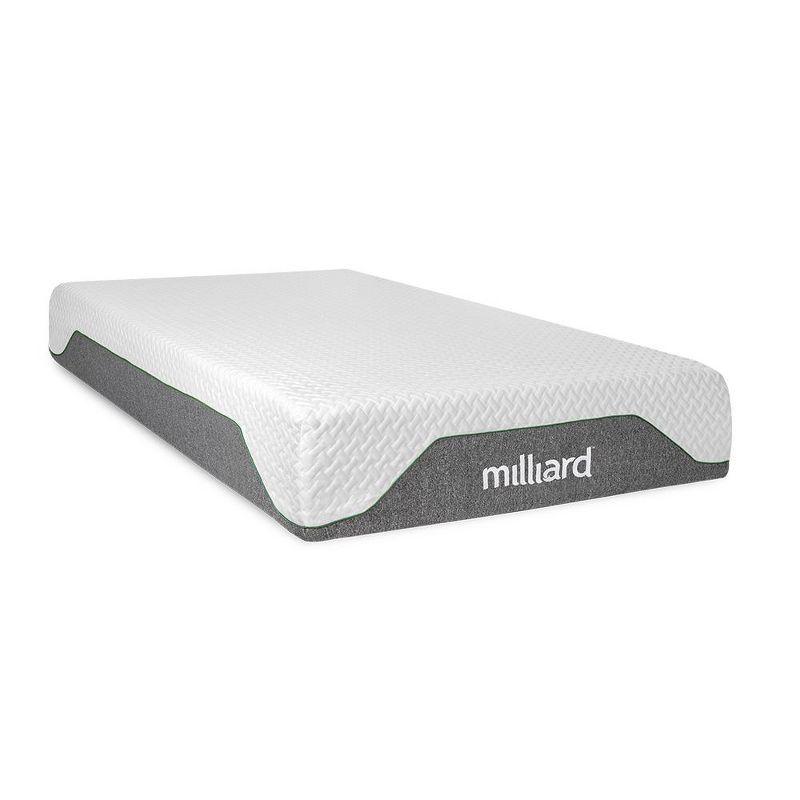 Milliard 10 Inch White and Gray Memory Foam Queen Mattress