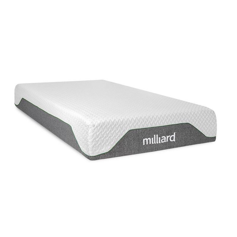 Milliard 10 Inch White and Gray Memory Foam Mattress