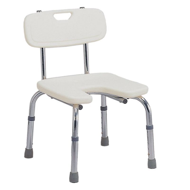 Adjustable White Plastic Bath Chair with Aluminum Frame