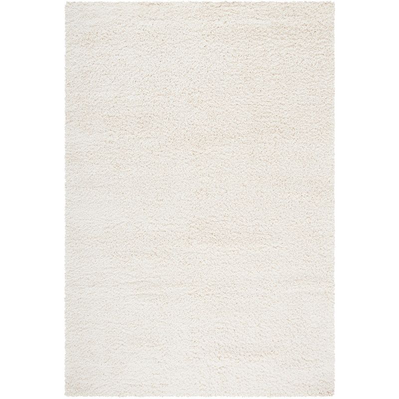 Ivory Soft Shag 95" Hand-Knotted Wool Blend Area Rug