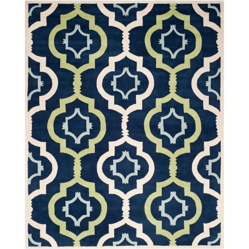 Chatham Dark Blue and Green Hand-Tufted Wool 8' x 10' Area Rug