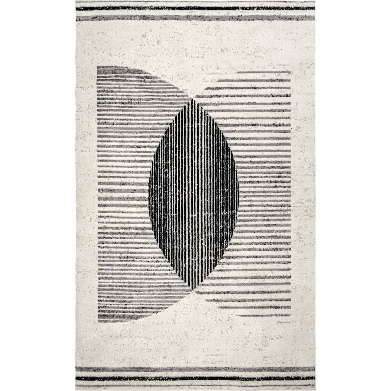 Gray Geometric Synthetic Easy Care Area Rug