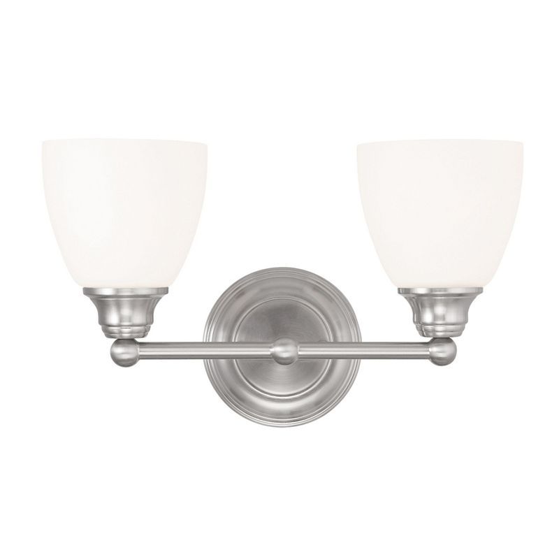 Somerville Brushed Nickel 2-Light Vanity with Satin Opal White Glass