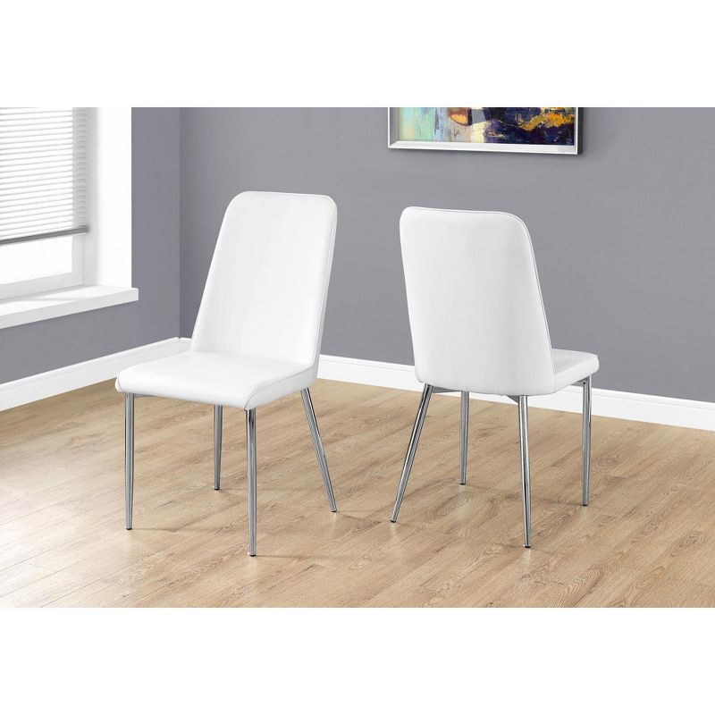 White Faux Leather Upholstered Side Chair with Chrome Metal Legs