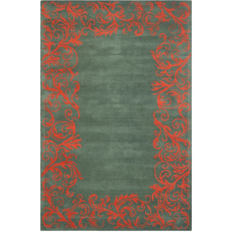 Handmade Bella Blue Floral Wool 6' x 9' Tufted Area Rug