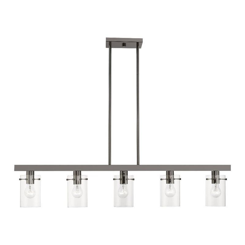 Munich Black Chrome Linear Chandelier with Clear Glass Shades