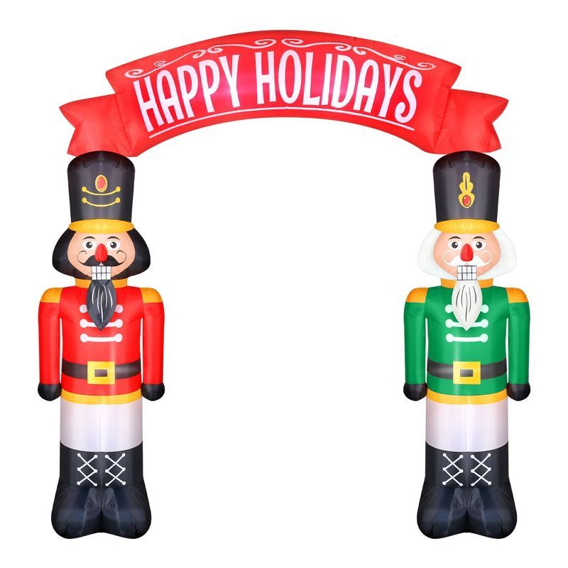 Airflowz 8ft Inflatable Nutcrackers Archway with Happy Holidays Banner