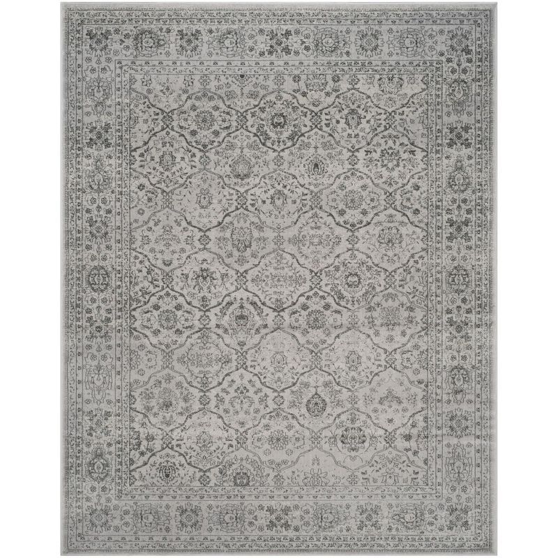 Elegant Light Grey & Grey 8' x 10' Synthetic Rectangular Area Rug