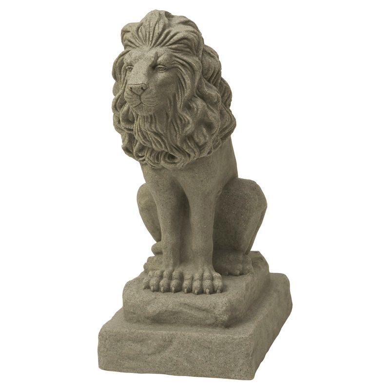 28" Sandstone Resin Guardian Lion Statue