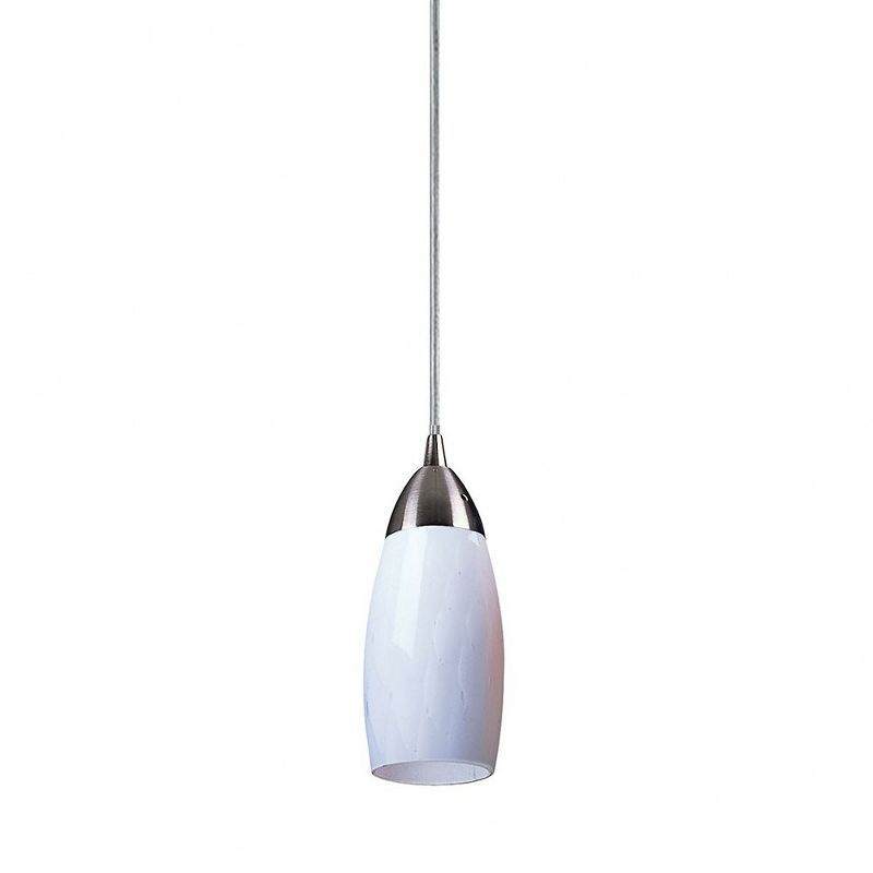 Milan 3'' Satin Nickel Mini Pendant with White Glass Shade