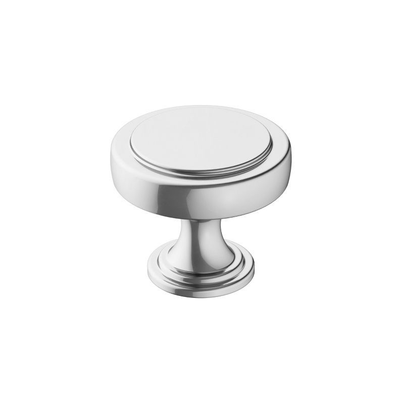 Polished Chrome Round Cabinet Knob with Mounting Hardware