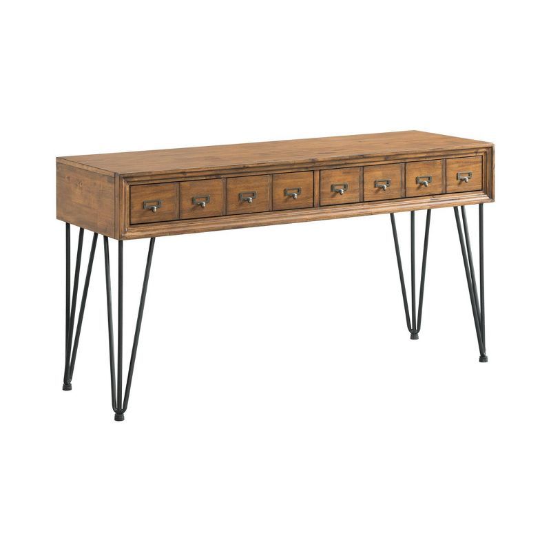 Tanner Light Walnut Industrial Sofa Table with Storage