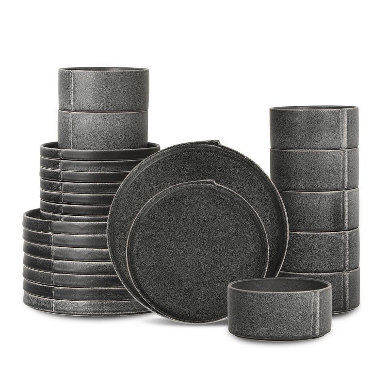 Charcoal Ceramic 24-Piece Dinnerware Set, Service for 8