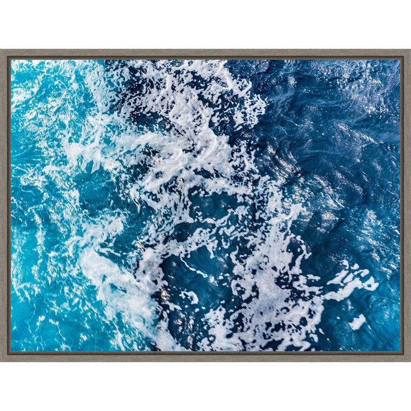 Turbulent Tasman Sea V Abstract Canvas Print with Greywash Frame