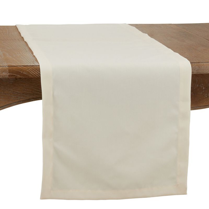 Ivory Polyester Mid Century Modern Table Runner