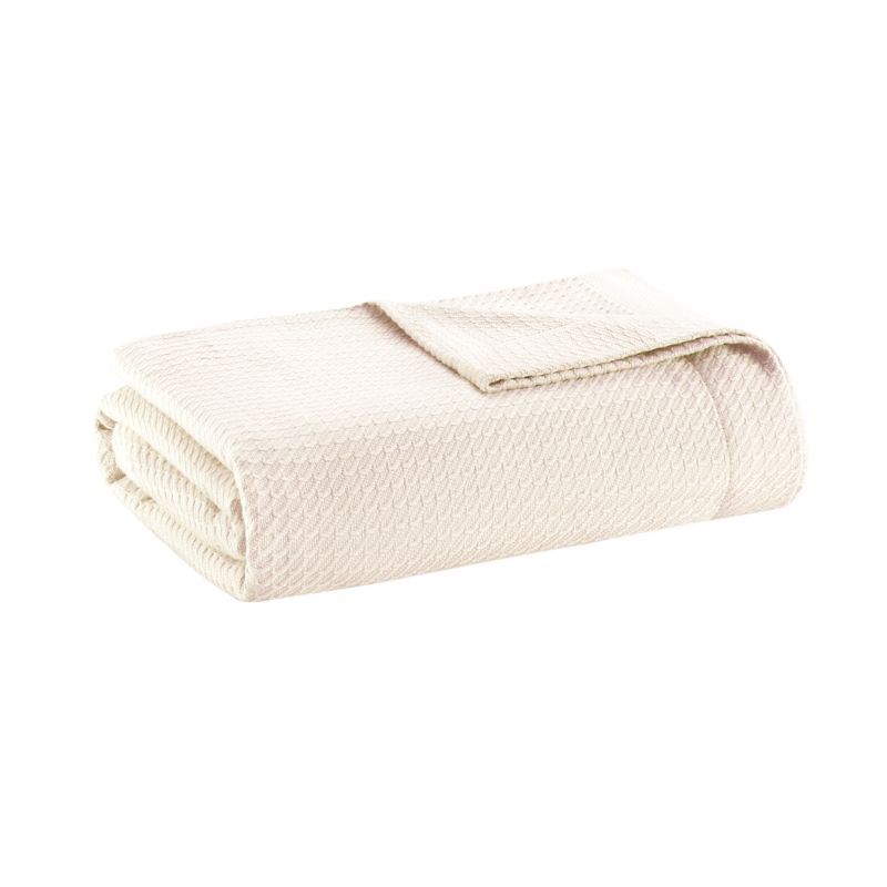 King Size Ivory Cotton Machine Washable Blanket