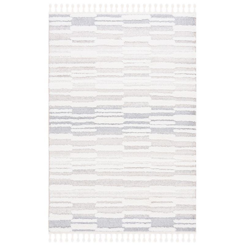 Ivory Diamond Shag Synthetic 4' x 6' Area Rug